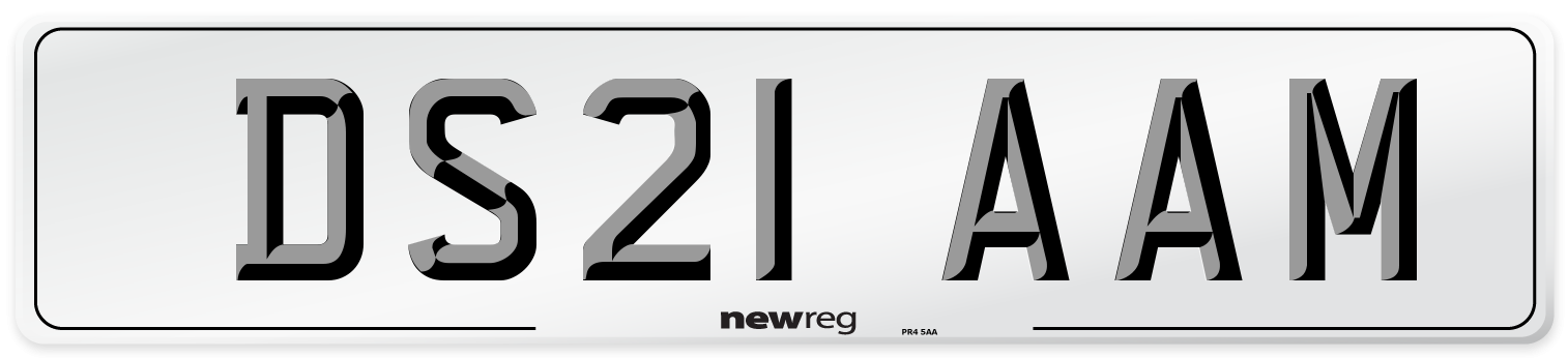 DS21 AAM Number Plate from New Reg